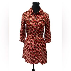 Forever 21 Red and Black Patterned Midi Dress EUC S